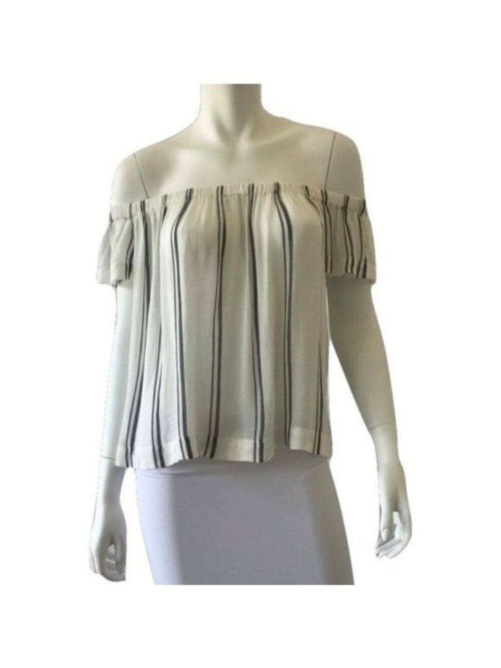 Cloth & Stone Ivory Striped Off-The-Shoulder Blouse
